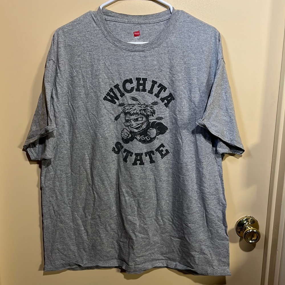 Grey and Black Wichita State University Logo T Shirt